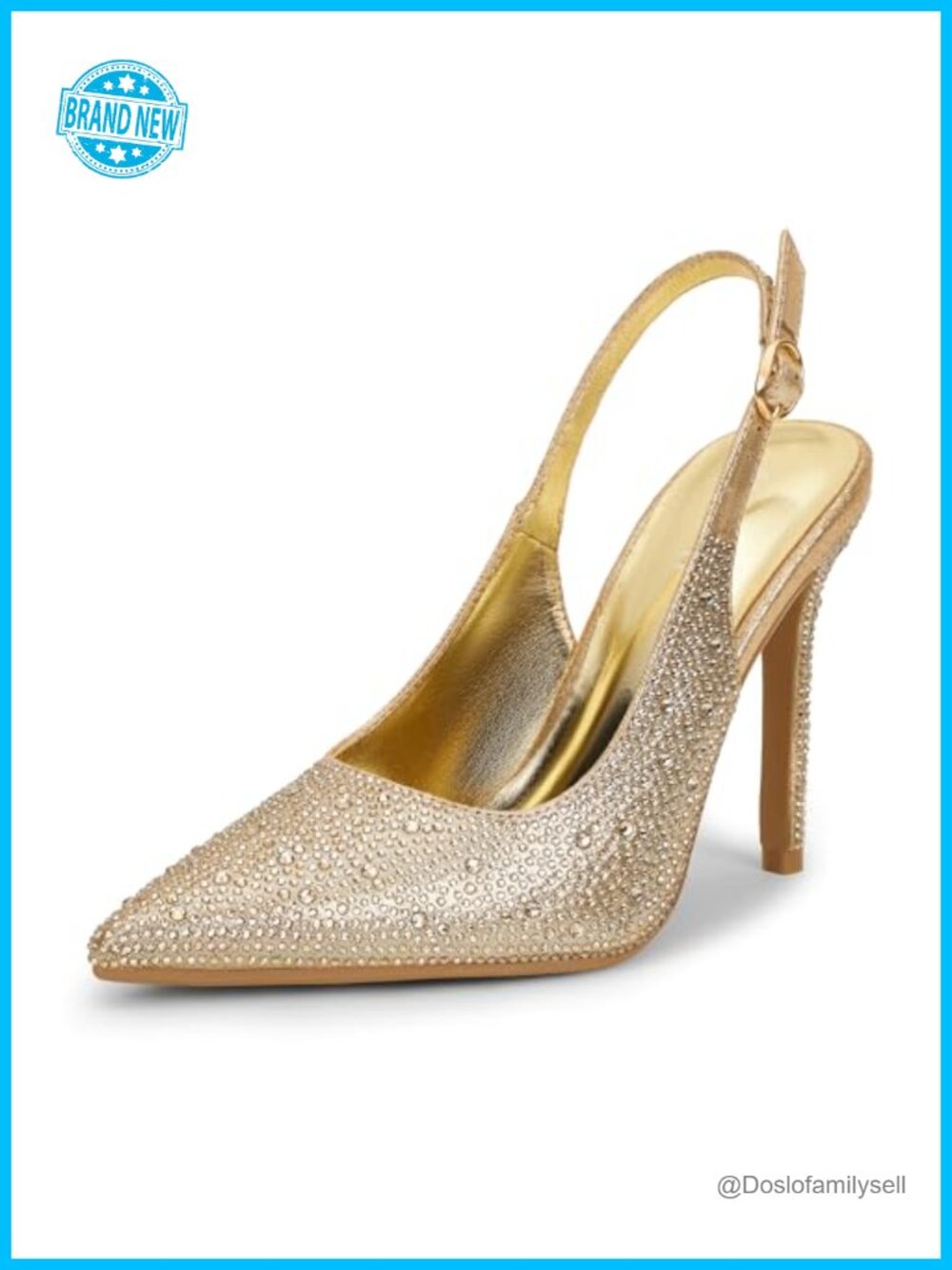 Rhinestone Slingback Heels 4.3 Inch Stiletto Pumps Formal Evening